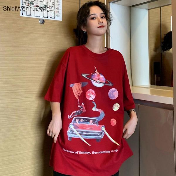 women's t-shirt korean clothing short-sleeve t shirt women harajuku tshirt vintage 2021 preppy student o-neck oversized tee, White
women's t-shirt korean clothing short-sleeve t shirt women harajuku tshirt vintage 2021 preppy student o-neck oversized tee, White