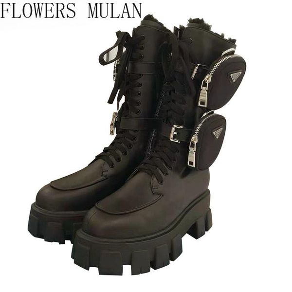 sole wool women boots with pocket long platform military shoes woman fur motorcycle botas, Black
sole wool women boots with pocket long platform military shoes woman fur motorcycle botas, Black
