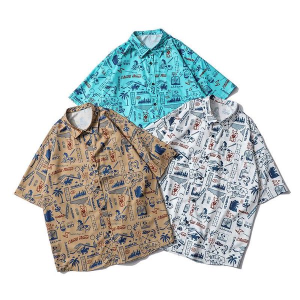 summer europe loose print shirts short sleeve turn-down collar single breasted shirt men fashion casual strret hawaii 3 colors men's, White;black
summer europe loose print shirts short sleeve turn-down collar single breasted shirt men fashion casual strret hawaii 3 colors men's, White;black