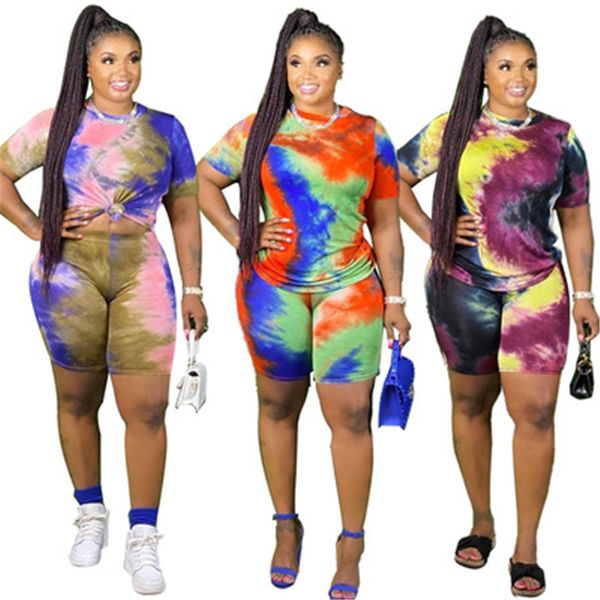 women tie-dye tracksuits fashion trend round neck short sleeve skinny shorts suits designer female summer plus size casual 2pcs sets, Gray
women tie-dye tracksuits fashion trend round neck short sleeve skinny shorts suits designer female summer plus size casual 2pcs sets, Gray