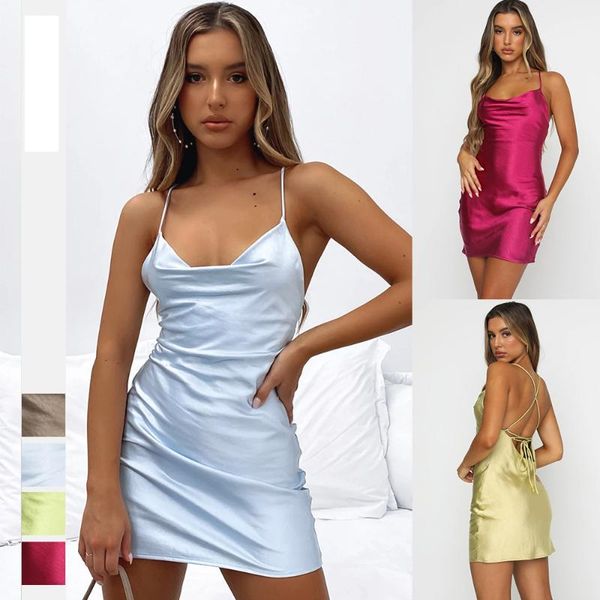 casual dresses hair solid color suspender nightdress women's summer slim fashion open back bandage dress european and american one-step, Black;gray
casual dresses hair solid color suspender nightdress women's summer slim fashion open back bandage dress european and american one-step, Black;gray