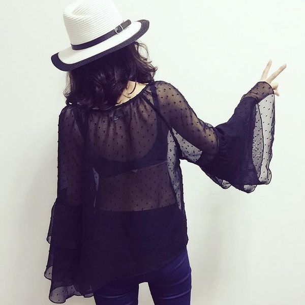 women's blouses & shirts chiffon blouse shirt women summer ruffle transparent long sleeve chemise blusas camisa female, White
women's blouses & shirts chiffon blouse shirt women summer ruffle transparent long sleeve chemise blusas camisa female, White