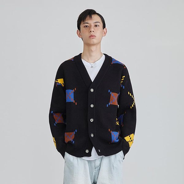 men's sweaters grandpa v-neck korean sweater mens fashion autumn men vintage black trendy custom casual argyle knitted cardigan, White;black
men's sweaters grandpa v-neck korean sweater mens fashion autumn men vintage black trendy custom casual argyle knitted cardigan, White;black