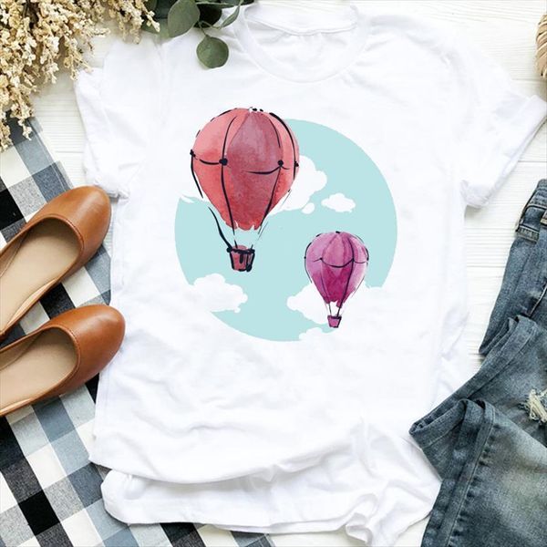 cartoon balloon watercolor travel womens t shirts trend print clothes graphic female tee, White
cartoon balloon watercolor travel womens t shirts trend print clothes graphic female tee, White