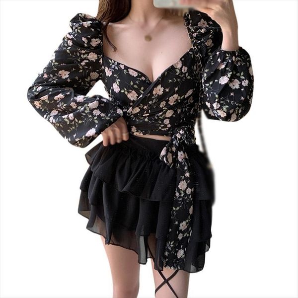 womens floral print women sweaters v neck blouses bandage exposed navel long sleeves chiffon shirts, White;black
womens floral print women sweaters v neck blouses bandage exposed navel long sleeves chiffon shirts, White;black