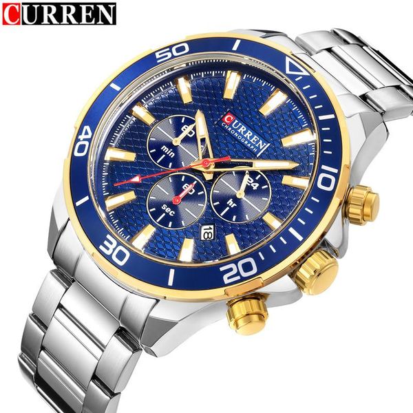 wristwatches curren mens watches 8309 waterproof stainless steel quartz military watch chronograph men reloj hombre, Slivery;brown
wristwatches curren mens watches 8309 waterproof stainless steel quartz military watch chronograph men reloj hombre, Slivery;brown