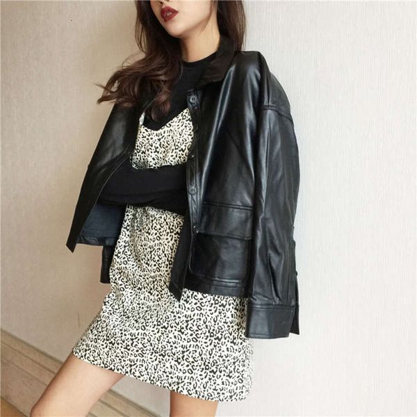women fashion- simple clothing casual pu leather autumn jacket outside suit female black punk bomber cool
women fashion- simple clothing casual pu leather autumn jacket outside suit female black punk bomber cool