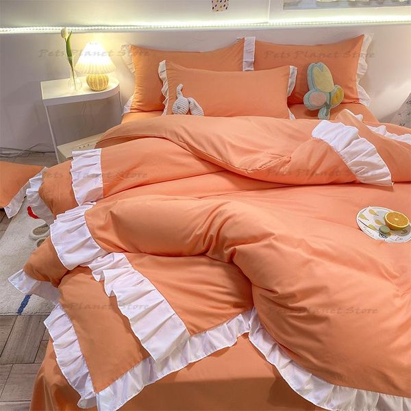 bedding sets warm orange washed four-season cotton four-piece set, ins wind solid color ruffled sheet 3-4 set
bedding sets warm orange washed four-season cotton four-piece set, ins wind solid color ruffled sheet 3-4 set