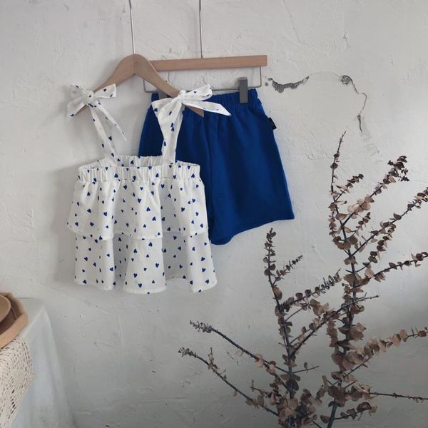 clothing sets 2021 2pcs kids summer tracksuit, heart print lace-up layered tank + solid color shorts for girls, white blue
clothing sets 2021 2pcs kids summer tracksuit, heart print lace-up layered tank + solid color shorts for girls, white blue