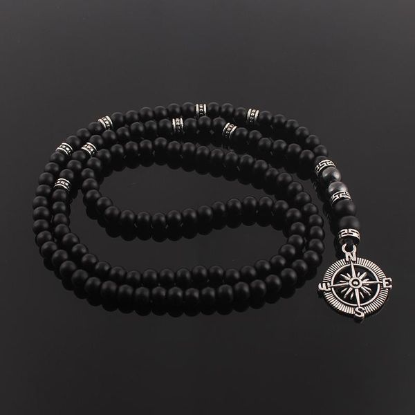 pendant necklaces 6mm classic vintage black long natural stone round beaded necklace for men with compass jewelry gift, Silver
pendant necklaces 6mm classic vintage black long natural stone round beaded necklace for men with compass jewelry gift, Silver