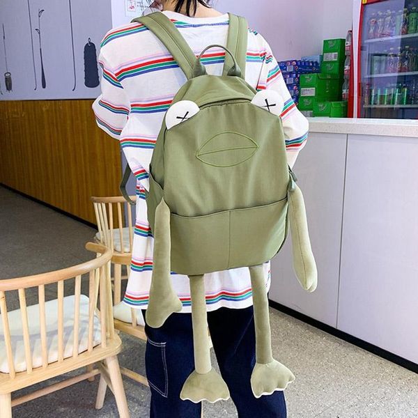 backpack solid color waterproof canvas girl cartoon frog shape personality fashion shoulder school bags travel bag for women
backpack solid color waterproof canvas girl cartoon frog shape personality fashion shoulder school bags travel bag for women