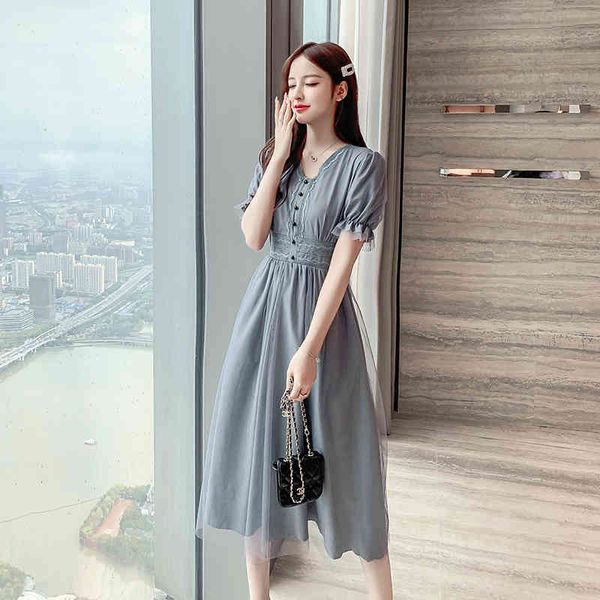 fashion sweet mesh single-breasted dress summer women lantern sleeve v neck dress luxury slim drapde party vestidos 210514, Black;gray
fashion sweet mesh single-breasted dress summer women lantern sleeve v neck dress luxury slim drapde party vestidos 210514, Black;gray