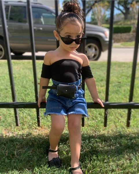 clothing sets 1-6y fashion toddler kids girls clothes strapless off shoulder short sleeve blue denim shorts, White
clothing sets 1-6y fashion toddler kids girls clothes strapless off shoulder short sleeve blue denim shorts, White