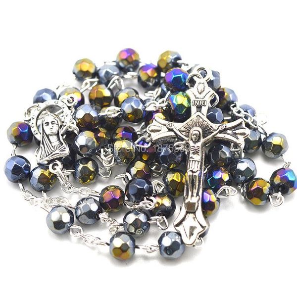 coated faceted crystal bead religious rosary catholic necklace chains, Silver
coated faceted crystal bead religious rosary catholic necklace chains, Silver