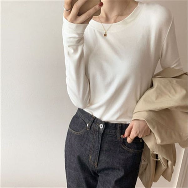 stylish solid slim all match large size cotton thicken chic fashion women full sleeves t-shirts 210421, White
stylish solid slim all match large size cotton thicken chic fashion women full sleeves t-shirts 210421, White