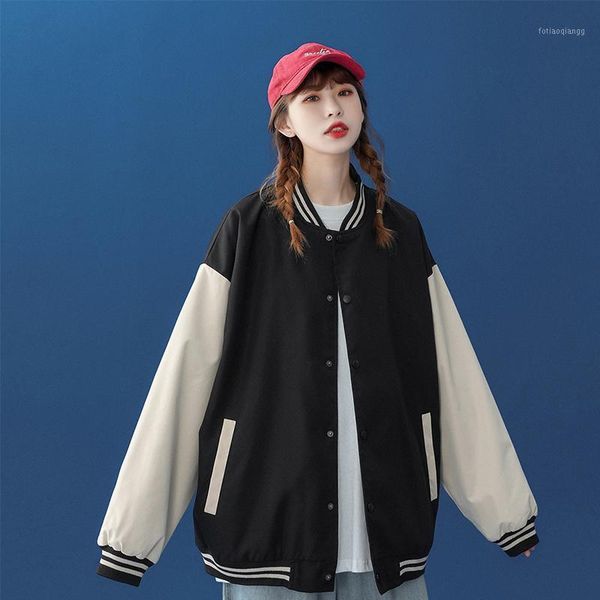 women's jackets pilot jacket autumn baseball suit high street coat large loose black and white stitching single breasted, Black;brown
women's jackets pilot jacket autumn baseball suit high street coat large loose black and white stitching single breasted, Black;brown