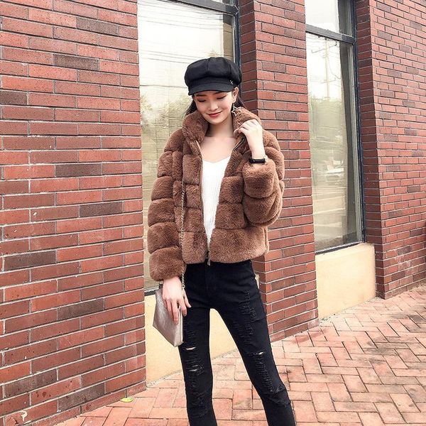 Women's Fur & Faux Coat Female Jacket Womens Winter Coats Autumn Fluffy Artficial 4NTD, Black