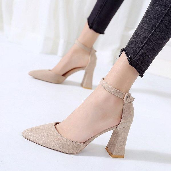 dress shoes summer high heels with pointed toes and chunky sandals hollow suede for women, Black
dress shoes summer high heels with pointed toes and chunky sandals hollow suede for women, Black