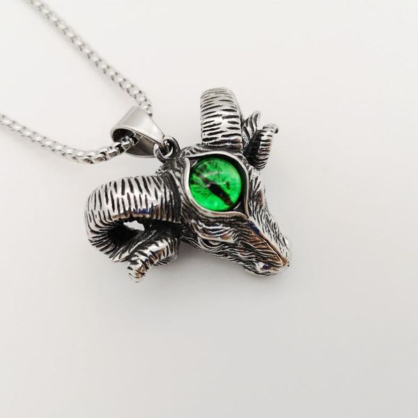 pendant necklaces green eye retro goat head necklace vintage 316l stainless steel sheep men fashion jewelry, Silver
pendant necklaces green eye retro goat head necklace vintage 316l stainless steel sheep men fashion jewelry, Silver