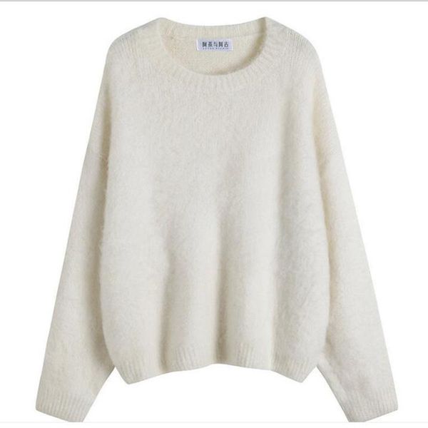 women's sweaters womens 2021 winter autumn and korean-style loose plush sweater lazy knitwear, White;black
women's sweaters womens 2021 winter autumn and korean-style loose plush sweater lazy knitwear, White;black