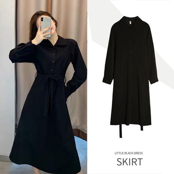 casual dresses sashes black women's dress autumn long sleeve for women 2021 turn-down collar button mid-calf female woman, Black;gray
casual dresses sashes black women's dress autumn long sleeve for women 2021 turn-down collar button mid-calf female woman, Black;gray