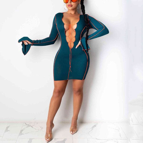 dress for evening women long sleeve deep v neck hollow out short plain sheath clothing night club wear vestidos dresses 210510, Black;gray
dress for evening women long sleeve deep v neck hollow out short plain sheath clothing night club wear vestidos dresses 210510, Black;gray