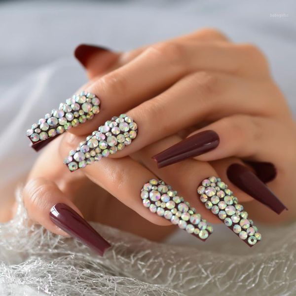 super long brown press on nails customized 3d rhinestone coffin fake nail tapered shiny full cover art tips1, Red;gold
super long brown press on nails customized 3d rhinestone coffin fake nail tapered shiny full cover art tips1, Red;gold