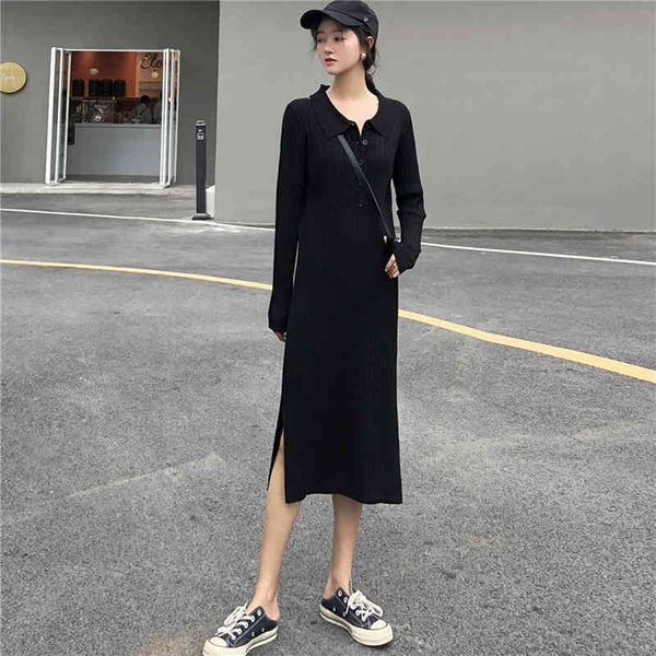 women long maxi autumn ladies dresses doll collar single breasted wind knit dress, Black;gray
women long maxi autumn ladies dresses doll collar single breasted wind knit dress, Black;gray