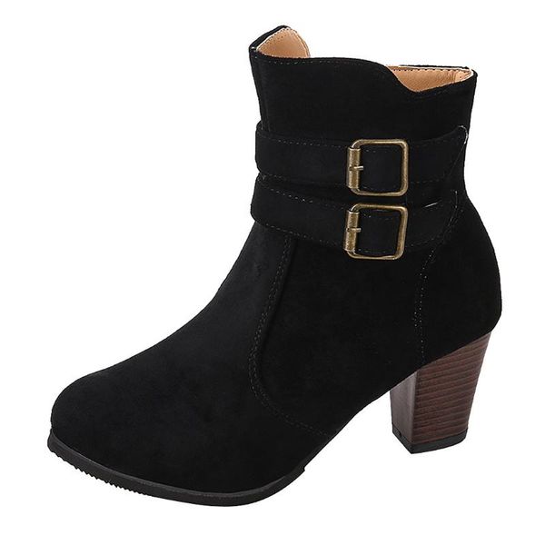 boots sagace ladies belt buckle side zipper thick heel flock high simple large size autumn winter ankle for women, Black
boots sagace ladies belt buckle side zipper thick heel flock high simple large size autumn winter ankle for women, Black