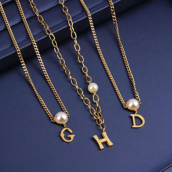 letter necklace stainless steel pearl pendant necklaces for women gold thick chain jewelry gift, Silver
letter necklace stainless steel pearl pendant necklaces for women gold thick chain jewelry gift, Silver