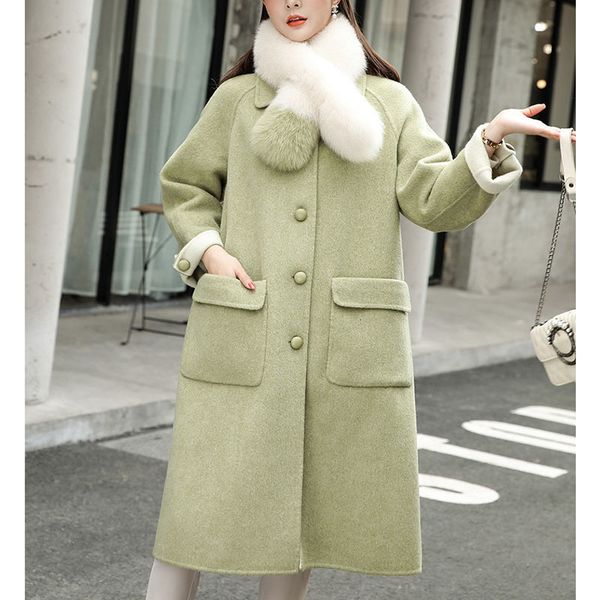 women's wool & blends women spring plus size blended coat with real fur collar fashion loose female outwear ladies casual 0o1z, Black
women's wool & blends women spring plus size blended coat with real fur collar fashion loose female outwear ladies casual 0o1z, Black