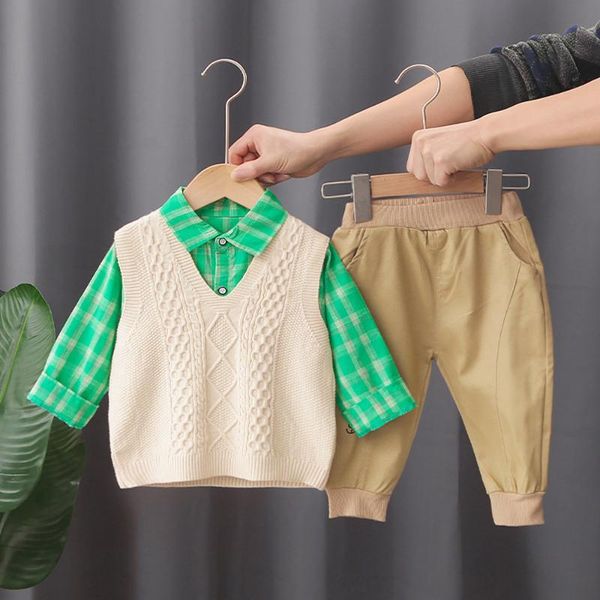 clothing sets casual boys 3pcs clothes set baby kids children autumn long sleeve plaided shirts +knitwear wiastcoat vest+long pants s128, White
clothing sets casual boys 3pcs clothes set baby kids children autumn long sleeve plaided shirts +knitwear wiastcoat vest+long pants s128, White