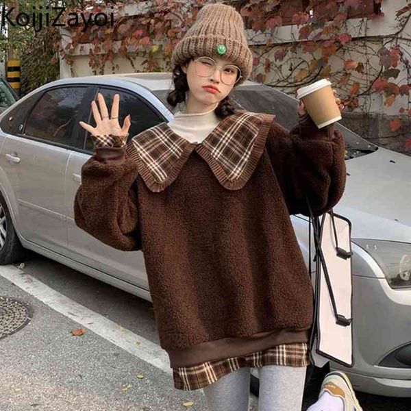 koijizayoi vintage women hoodies spring autumn fashion pullovers thick warm sweatshirt plaid peter pan collar, Black
koijizayoi vintage women hoodies spring autumn fashion pullovers thick warm sweatshirt plaid peter pan collar, Black