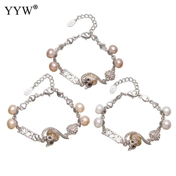 link, chain cultured freshwater pearl bracelet with head women female elegant pulsera jewelry valentine's gifts, Black
link, chain cultured freshwater pearl bracelet with head women female elegant pulsera jewelry valentine's gifts, Black