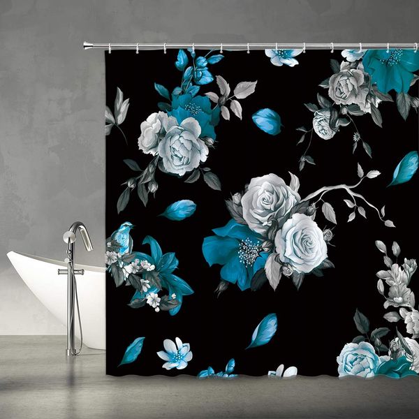 black floral shower curtain watercolor blue gray rose peony flower plant leaves art print girl retro fabric bathroom decor set
black floral shower curtain watercolor blue gray rose peony flower plant leaves art print girl retro fabric bathroom decor set
