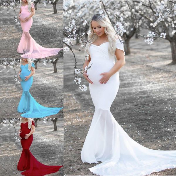 women pregnants chiffon splicing pography props trapless long maternity dress dresses for po shoot, White 
women pregnants chiffon splicing pography props trapless long maternity dress dresses for po shoot, White