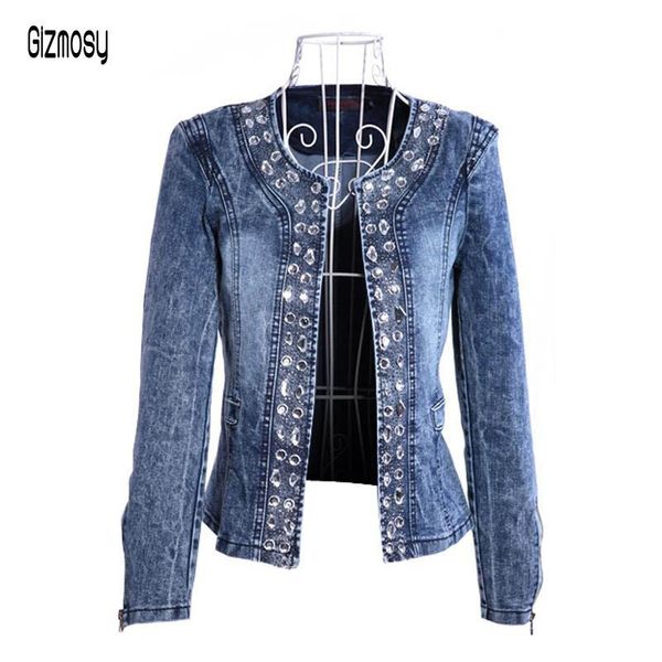 women's jackets 2021 spring autumn women denim jacket female vintage diamonds casual coat jeans outwear plus size ca6698, Black;brown
women's jackets 2021 spring autumn women denim jacket female vintage diamonds casual coat jeans outwear plus size ca6698, Black;brown