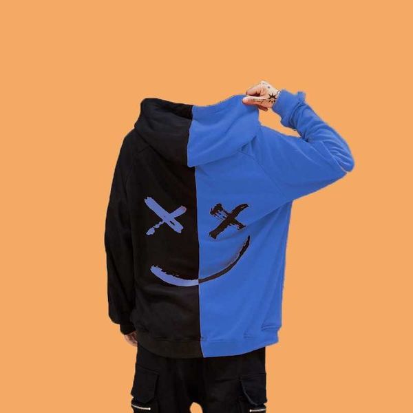 men's casual fashion color matching smile face sweater long sleeve sports hooded men's wear2021, Black
men's casual fashion color matching smile face sweater long sleeve sports hooded men's wear2021, Black