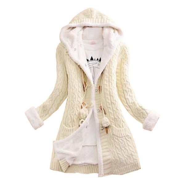 women's wool & blends lady winter hooded fleece liner cardigan knitted sweater coat women thick warm long sleeve knit weave jacket, Black
women's wool & blends lady winter hooded fleece liner cardigan knitted sweater coat women thick warm long sleeve knit weave jacket, Black