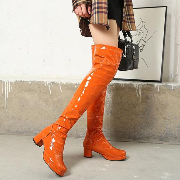 boots winter women 2021 long leather over-the-knee fashion woman mid heels shoes female white orange botas, Black 
boots winter women 2021 long leather over-the-knee fashion woman mid heels shoes female white orange botas, Black