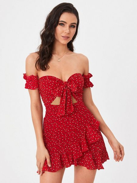 ditsy floral off shoulder shirred detail ruffle hem dress g3ap#, Black;gray
ditsy floral off shoulder shirred detail ruffle hem dress g3ap#, Black;gray