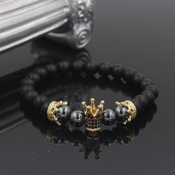 charm bracelets 2021 black matte stone pave cz imperial king crown bracelet for men or women jewelry pulseira hombres, Golden;silver
charm bracelets 2021 black matte stone pave cz imperial king crown bracelet for men or women jewelry pulseira hombres, Golden;silver