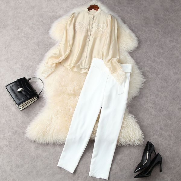 dress european and american women's wear for spring 2021 long-sleeved lace single-breasted shirt 7 minutes of pants fashion suits 1k34, White
dress european and american women's wear for spring 2021 long-sleeved lace single-breasted shirt 7 minutes of pants fashion suits 1k34, White