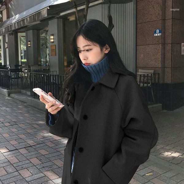 female 2021 han edition in the fall and winter of hepburn wind woolen cloth coat long thickening1, Black
female 2021 han edition in the fall and winter of hepburn wind woolen cloth coat long thickening1, Black