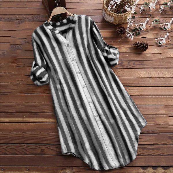 arrival 2021 women button up pullover cotton striped plus size tunic blouse female clothes casual women's blouses & shirts, White
arrival 2021 women button up pullover cotton striped plus size tunic blouse female clothes casual women's blouses & shirts, White