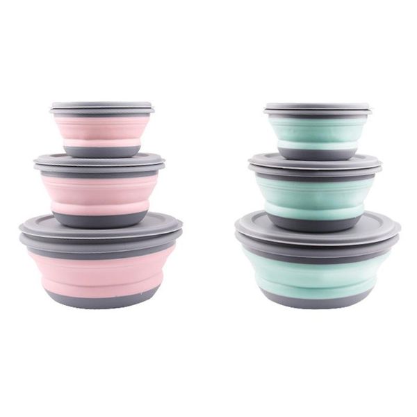 3pcs/set bowl set silicone folding lunch box salad with lid outdoor hiking travel portable bowl, fast delivery bowls
3pcs/set bowl set silicone folding lunch box salad with lid outdoor hiking travel portable bowl, fast delivery bowls