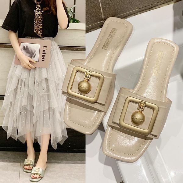slippers open toe flat heel women metal pearl slip on heels leather slides shoes, Black
slippers open toe flat heel women metal pearl slip on heels leather slides shoes, Black