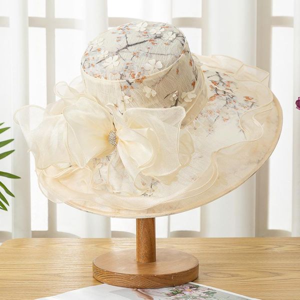 est european and american style silk beach hat summer sunshade flower flat collapsible wide brim hats, Blue;gray
est european and american style silk beach hat summer sunshade flower flat collapsible wide brim hats, Blue;gray