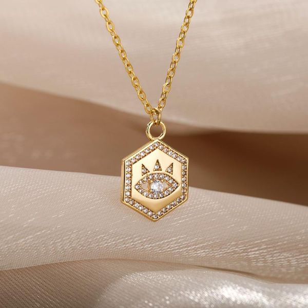 pendant necklaces vintage zircon hexagon cat eye for women stainless steel gold crystal choker charm christmas jewelry gift, Silver
pendant necklaces vintage zircon hexagon cat eye for women stainless steel gold crystal choker charm christmas jewelry gift, Silver