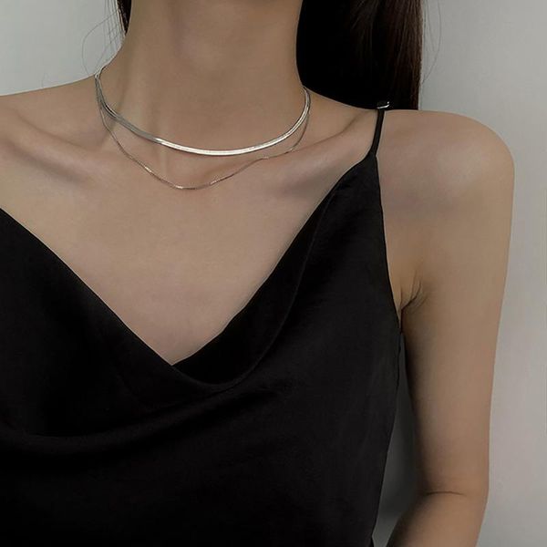 chains aensoa stainless steel double layer snake bone chain necklaces for women ins retro stacking niche blade short necklace, Silver
chains aensoa stainless steel double layer snake bone chain necklaces for women ins retro stacking niche blade short necklace, Silver